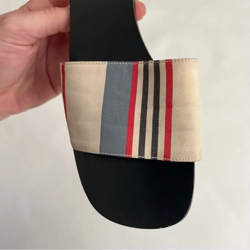 Kate Spade New York Mirabel Sarat Striped Canvas Fabric Heeled Sandals Size 6.5M